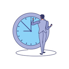 business man elegant with time clock