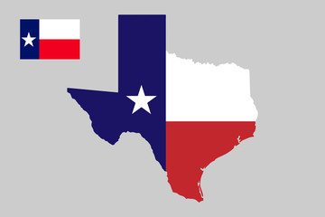 U.S. state of Texas Map outline and flag .Vector illustration.