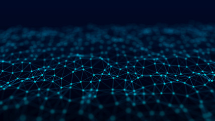 The structure of the network connection of points and lines. Data technology. Digital background. 3D rendering.