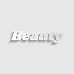Beauty text. Paper style icon. Illustration.