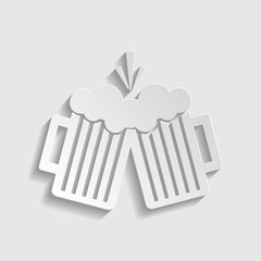 Beer glass sign. Paper style icon. Illustration.