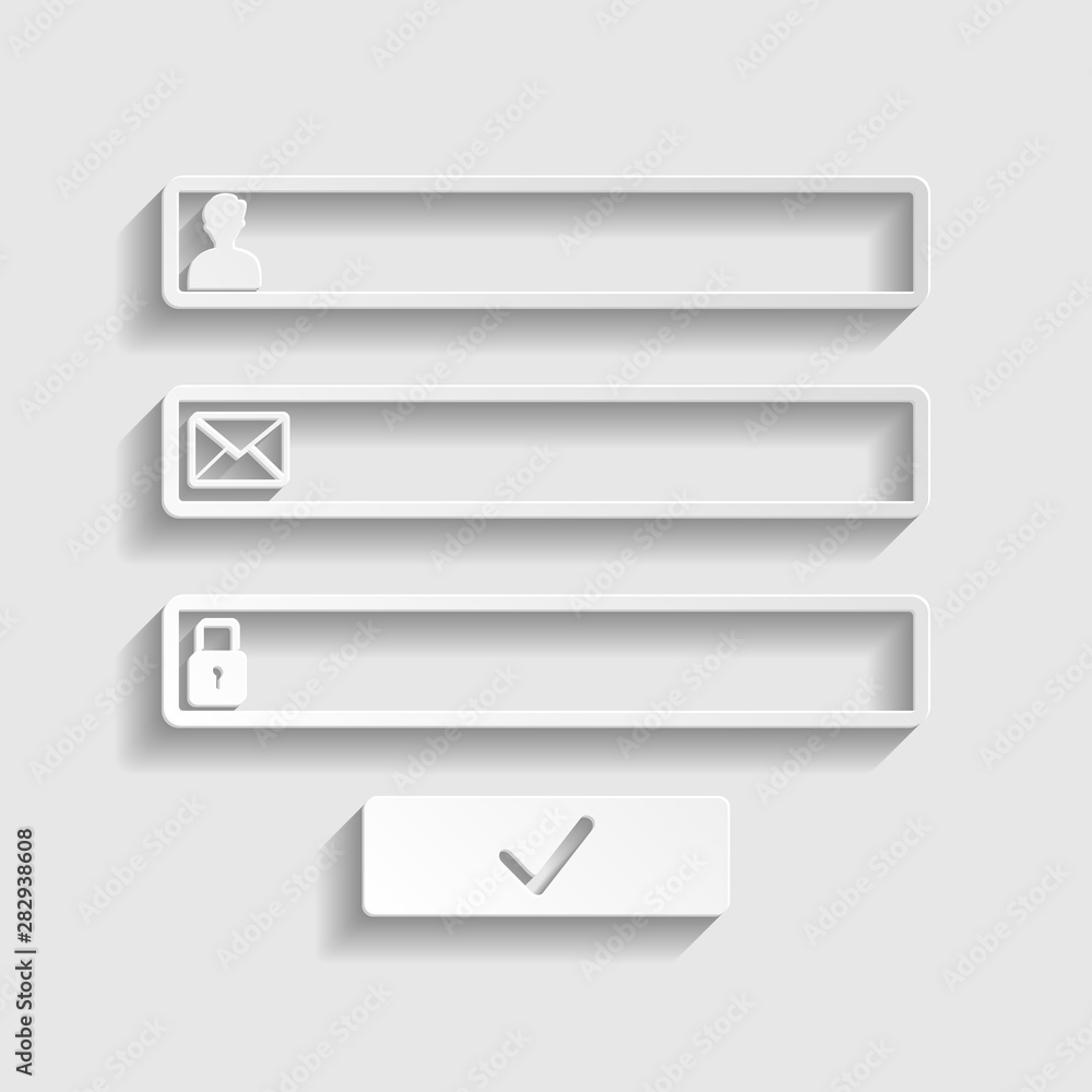 Aufkleber web browser window with login page sign. paper style icon. illustration.