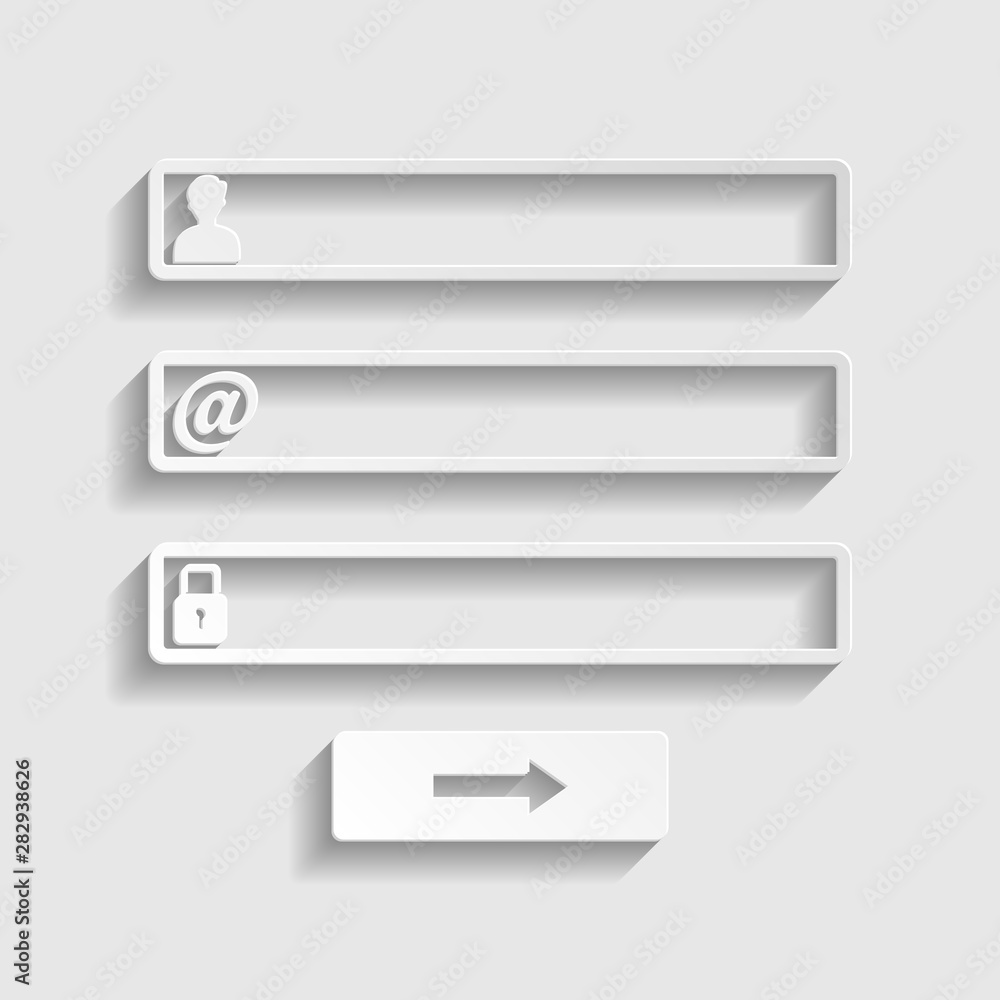 Aufkleber web browser window with login page sign. paper style icon. illustration.
