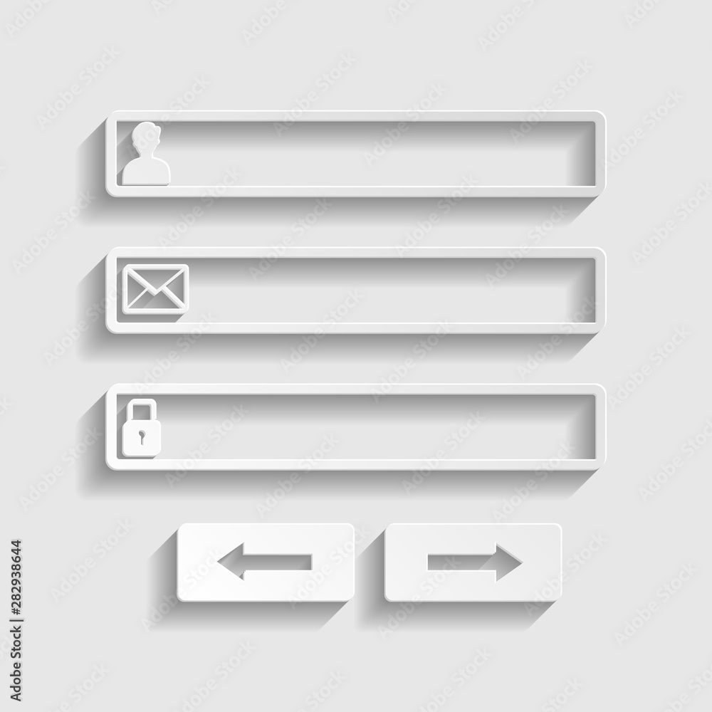 Poster web browser window with login page sign. paper style icon. illustration.