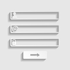 Web browser window with login page sign. Paper style icon. Illustration.