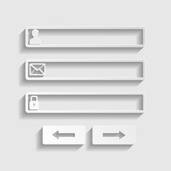 Web browser window with login page sign. Paper style icon. Illustration.