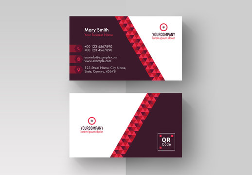 Business Card Layout with Red Elements