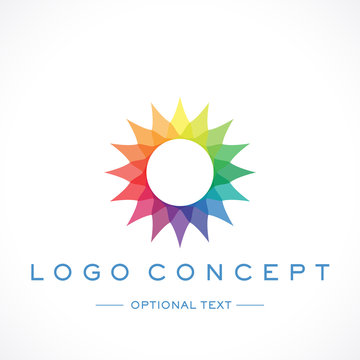 Multicolored Flower Logo and Text for Designs