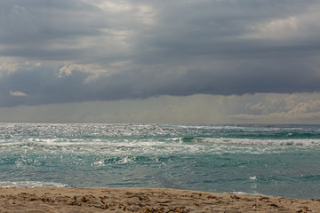 Capo di Feno stormy beach near Ajaccio, France.