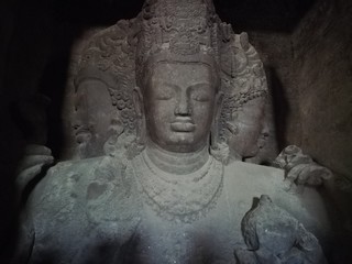 Fototapeta na wymiar Trimurti sculpture (Elephanta Caves)