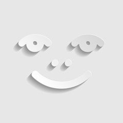Smile icon. Paper style icon. Illustration.
