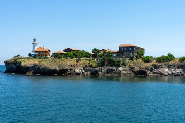 Naklejka premium Burgas Bay of the Black Sea and the island of St. Anastasia.