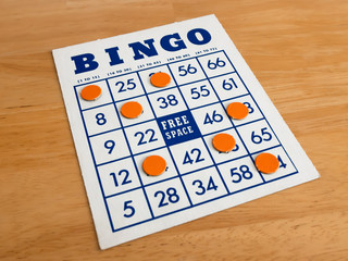 Bingo game cards. Bingo numbers with blue and white background.
