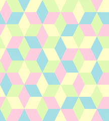 Abstract geometric seamless pattern. Pastel vector background. Ornament with rhombuses, diamond shapes, grid. Elegant graphic texture