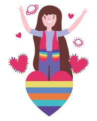 Woman supporting lgtbi march design vector illustration