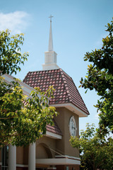 church in with blue sky