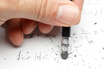 Mathematical operations performed using a pencil eraser deletion