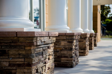 pillars on stone foundation