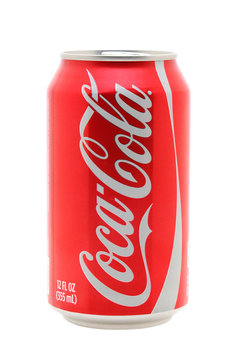 IRVINE, CA - January 11, 2013: Photo of a 12 ounce can of Coca-Cola Classic. Coca-Cola is the one of the worlds favorite carbonated beverages.