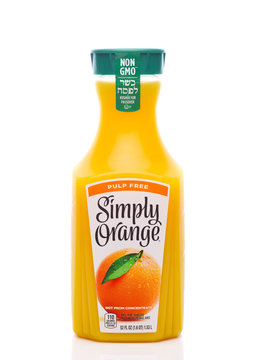 IRVINE, CALIFORNIA - MAY 20, 2019: Simply Orange Pulp Free Orange Juice. The company, based in Florida, is a brand of the Coca-Cola Company. - Image