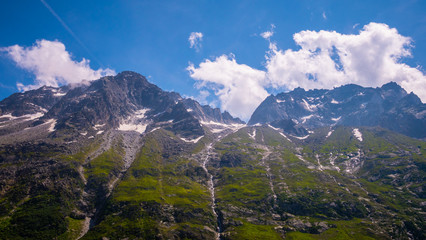 The impressive mountains and glaciers in the Swiss Alps