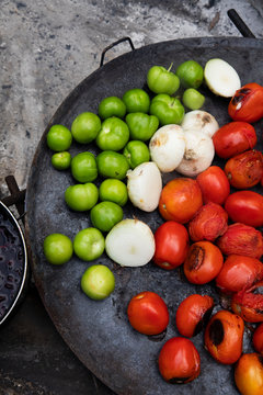 Roasting vegetables.