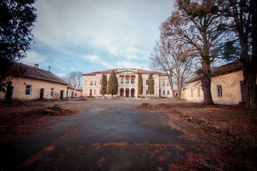 Front view on the abandoned palace