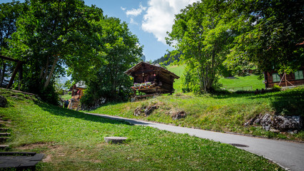 Beautiful little village of Gimmelwald Switzerland - typical Swiss landscape