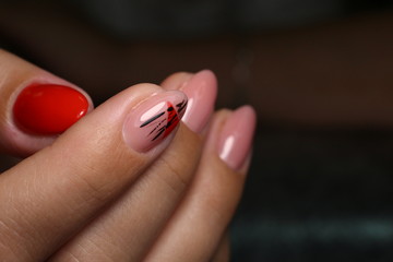 glamorous beautiful manicure on a trendy texture