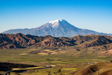 Breathtaking view of Mount Ararat, Agri Dagi, the highest mountain in the extreme east of Turkey...