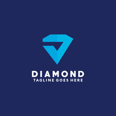 Flat Letter D For Diamond Vector Logo Design Template.