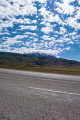 Road from Igdir to Dogubayazıt: Mount Ararat, Agri Dagi, the highest mountain in the extreme east...