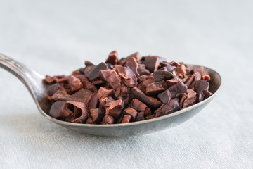 Cocoa Nibs on a Vintage Spoon