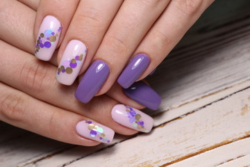 stylish design of manicure on beautiful nails