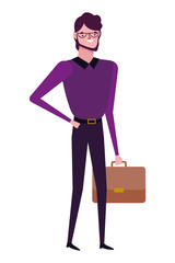 Businessman avatar with suitcase design