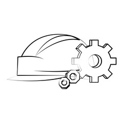 engineering construction factory industry cartoon drawing in black and white