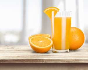 Orange Juice in glass on   background.