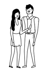 Couple of woman and man cartoon design