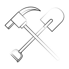 engineering construction factory industry cartoon drawing in black and white