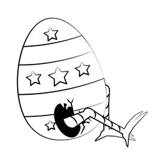 easter happy tradition celebration cartoon drawing in black and white