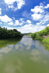 Narutaki dam reservoir in Okayama, Japan