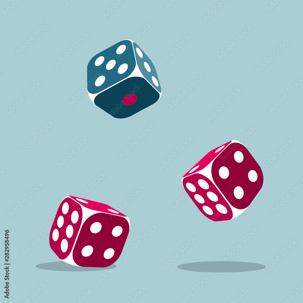 Wall mural vector drawn dice. isolated on blue background.