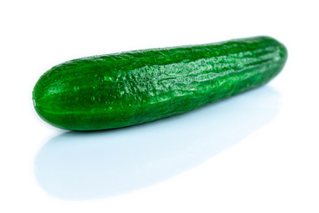 Organic, Green Cucumber isolated on white background. Fresh vegetables.