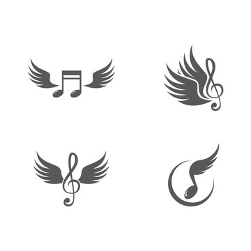 Music note wing logo vector