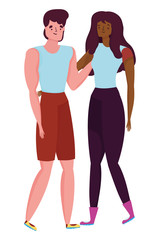Couple of woman and man cartoon design