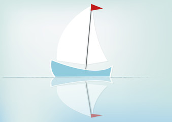 Sailboat reflected in the water