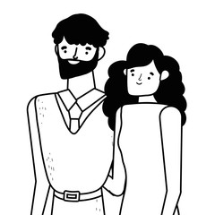 Couple of woman and man cartoon design