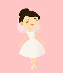 Happy smiling bride on pink