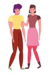 Couple of woman and man cartoon design