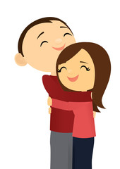 Happy couple hugging